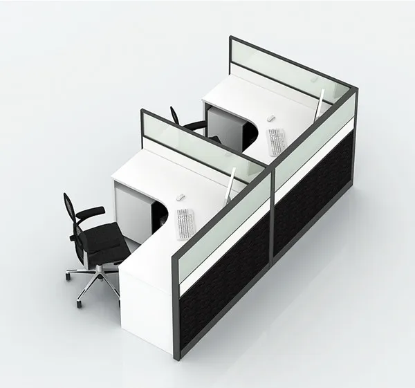 aluminium glass office partition with laminate wood table panel