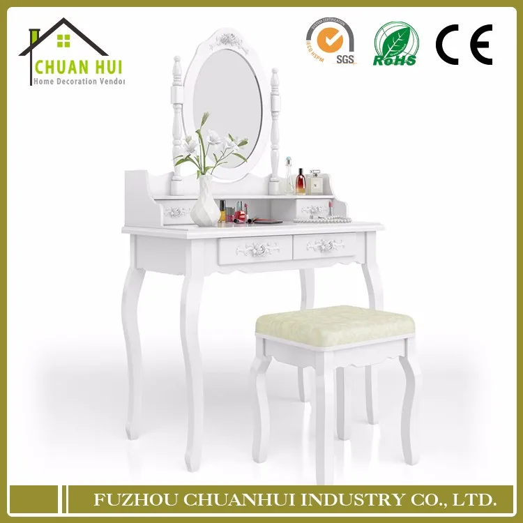 Многоцелевой белый сосновый туалетный столик, стул, тщеславие и стул