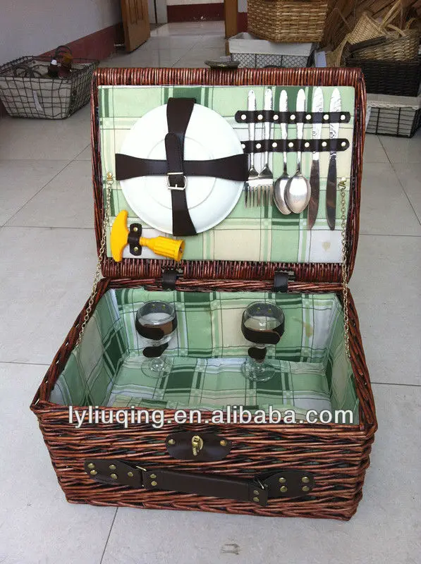 оптовая плетеные корзинки для пикника с крышками продолговатые плетеные корзинки для пикника