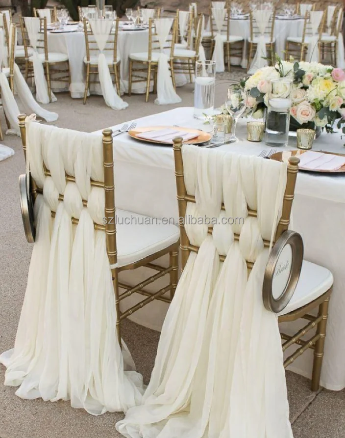 Ivory Chiffon Wedding Chair Sashes Cheap Sashes Chair Cover Wedding Ruffle Chair Sash