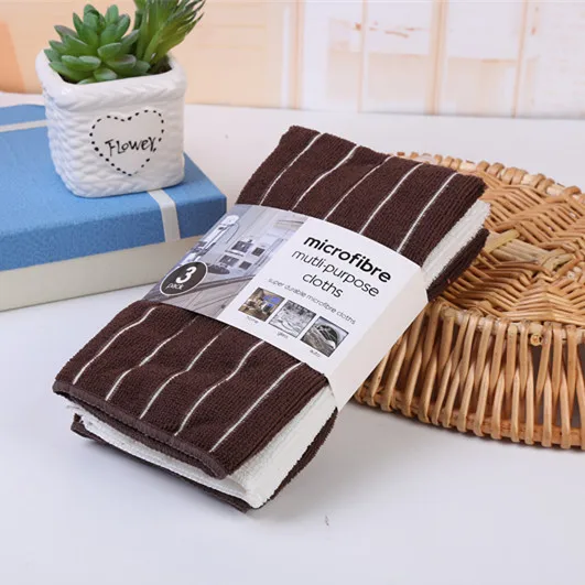 Large Thick Stripes Weave Kitchen Clean Rags Microfiber Drying Towel Wiping Cloth