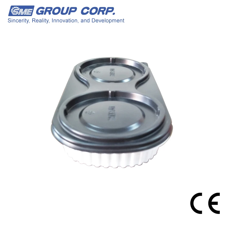 Airline Meal CPET Plastic Tray Two Compartment Disposable Plastic Divided Food Tray