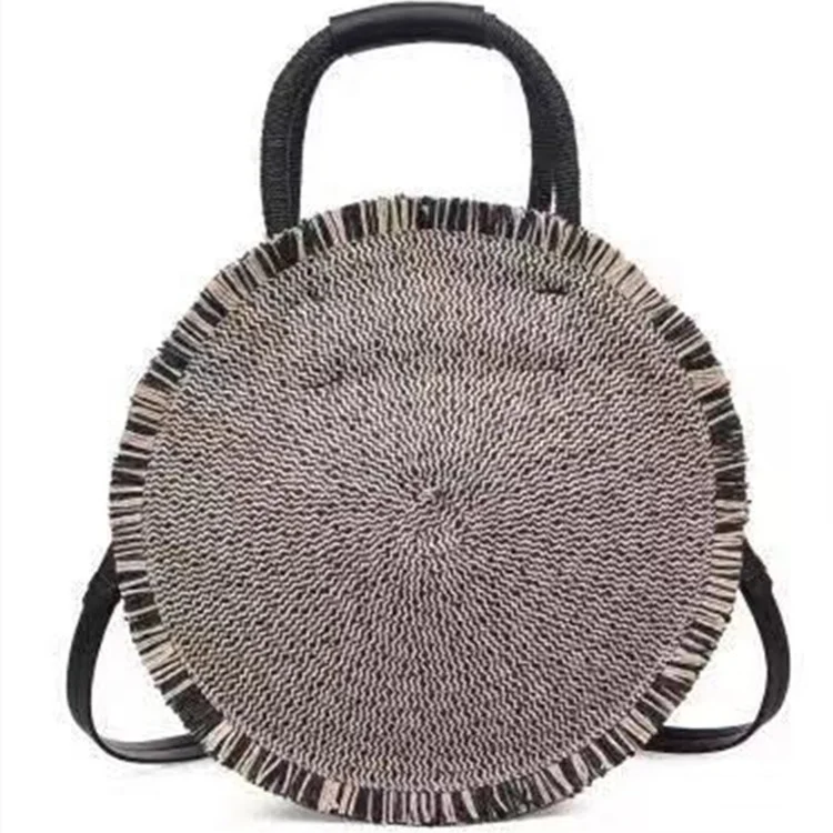 
Bohemian Straw Bags for Women Circle Beach Handbags Summer Rattan Shoulder Bags Handmade Knitted Travel Big Totes Bag 2019 New 