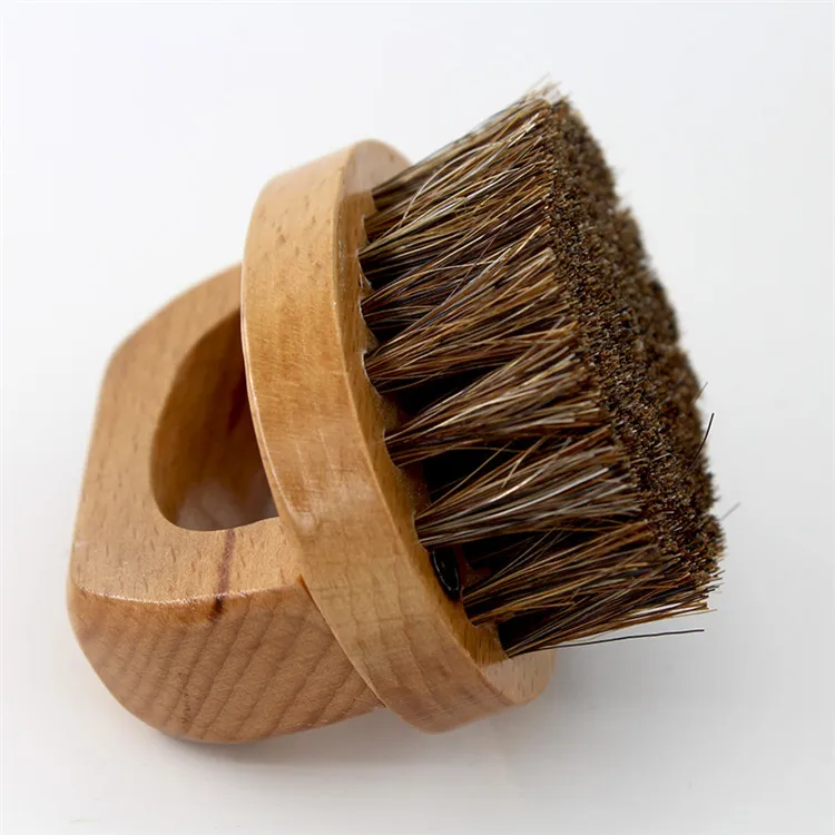 Round horseshoe shape small wood handle shoe brush