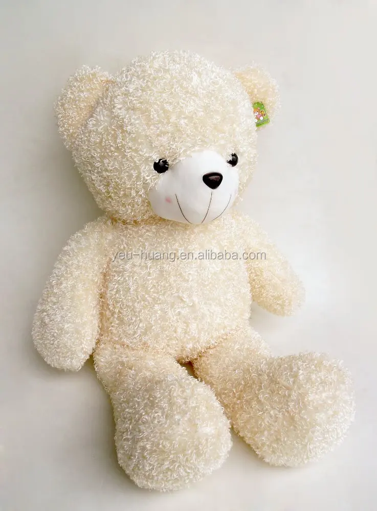 Custom plush fluffy white teddy bear with bow