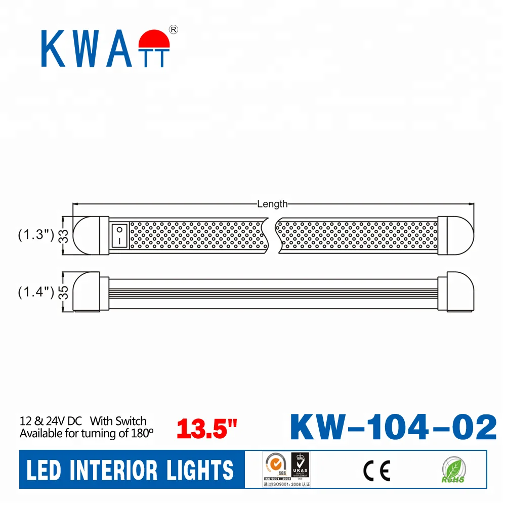 
12V DC 24V DC 20 LED RV Silver Cabin Ceiling Interior Light for Truck,,Caravan,Car 
