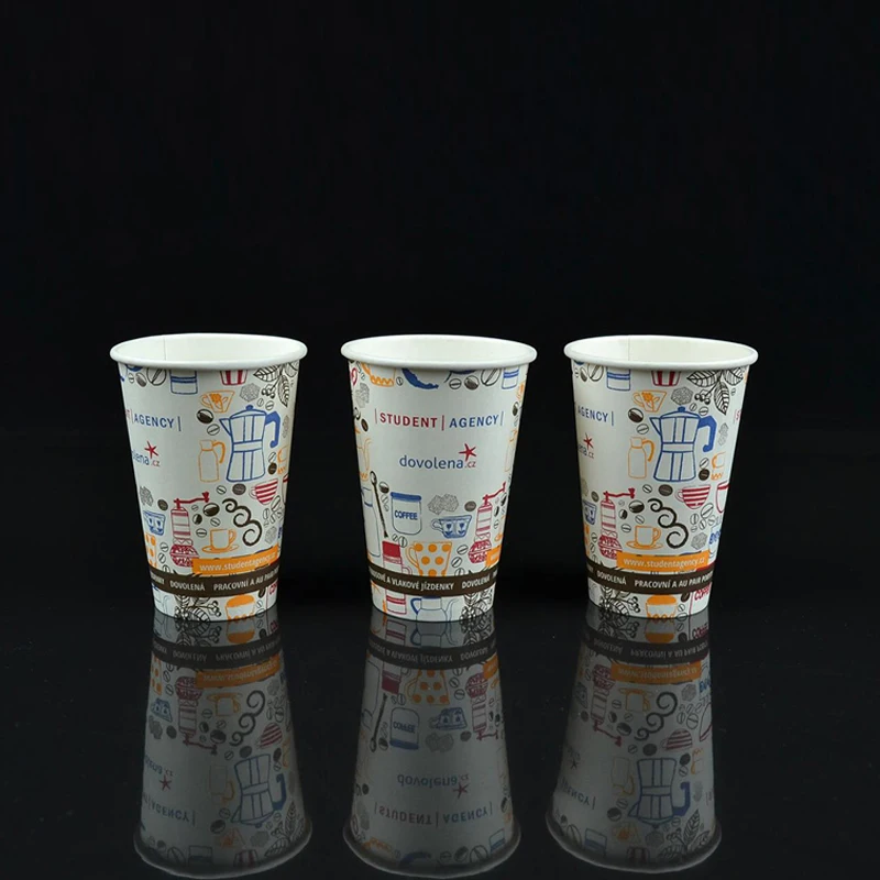Double wall 12 oz hot disposable paper coffee cup with lid