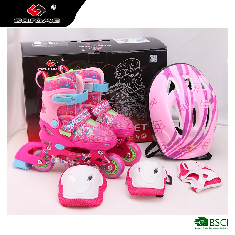 1GOSOME Flashing Professional Roller Skates Skate and Patines for Kids Back Adjustable PU Wheel 70*24 6pairs/ctn EN13843, EN71