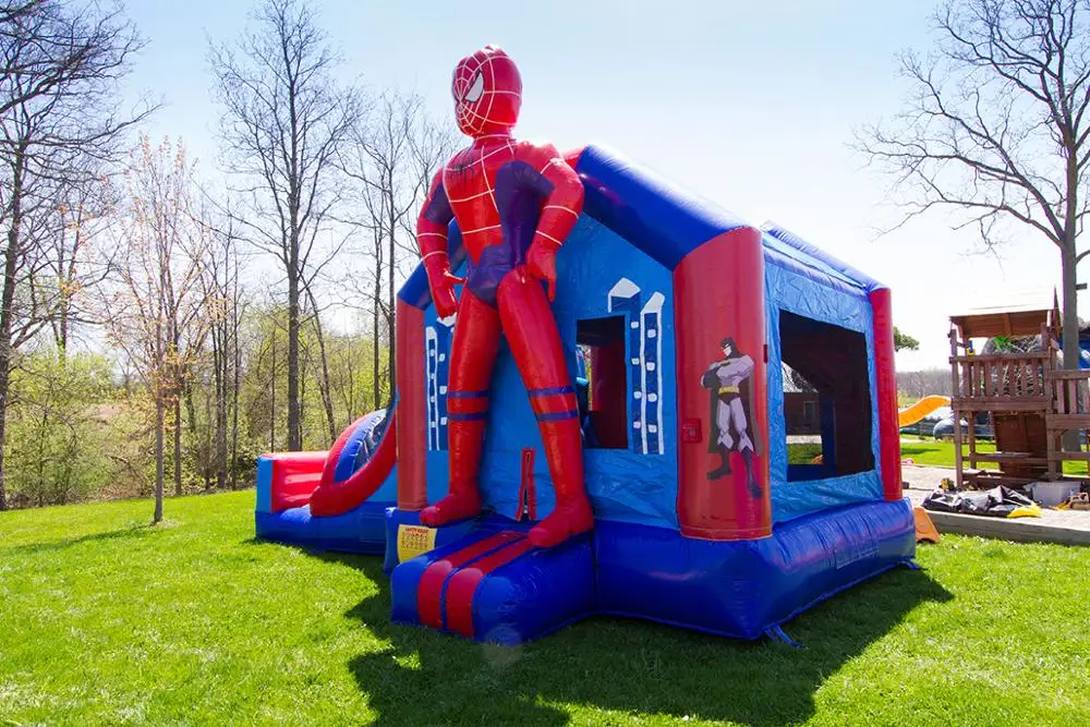 Spiderman Adventure Inflatable Combo / Superhero bounce house with slide / moonwalk bouncer for sale