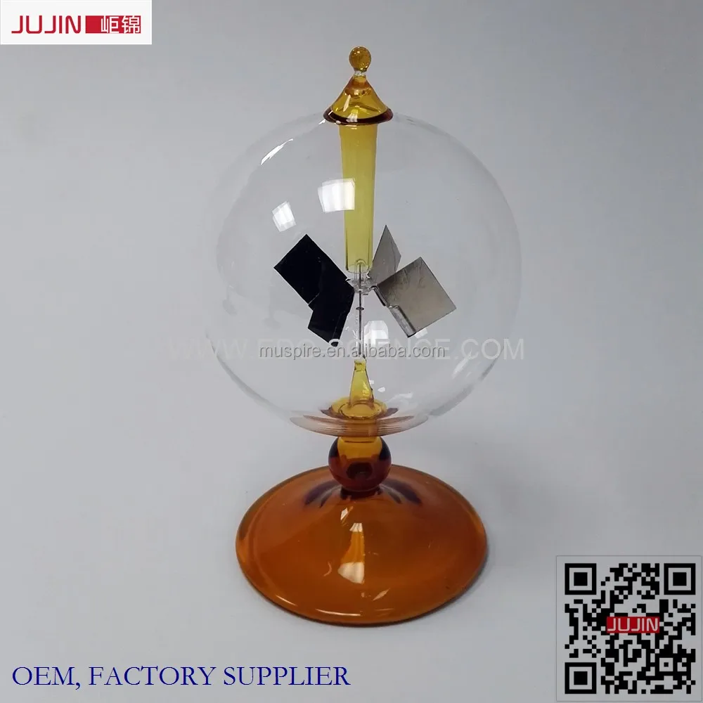 
Factory Direct Sale Clear Sphere on Cognac Tapered Stem Home Decor Glass Solar Radiometer 