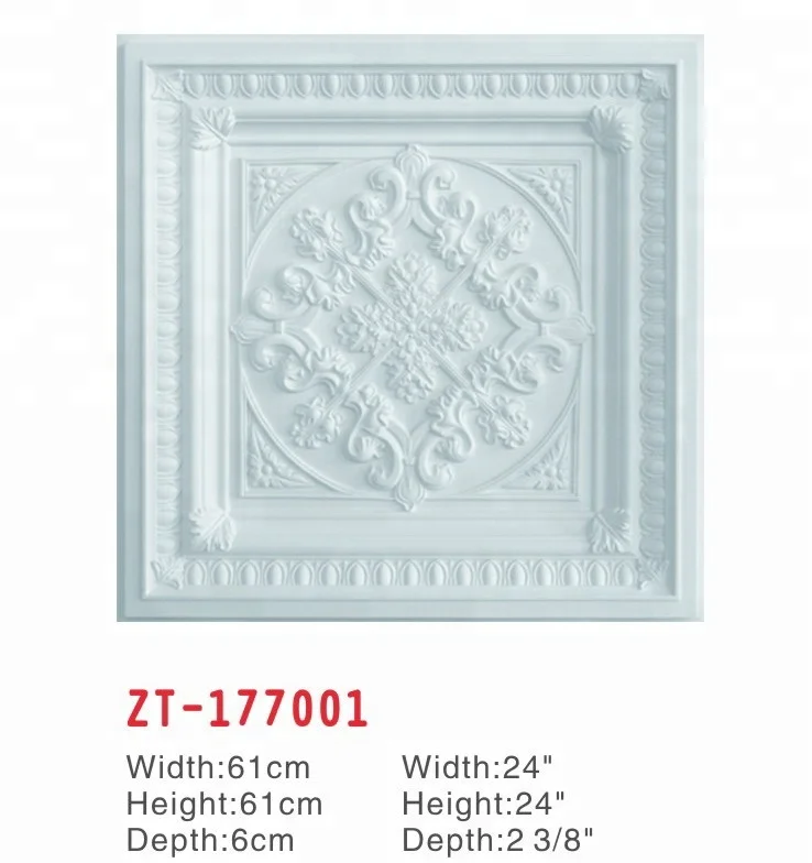 Artistic Water Proof PU Square Ceiling Tiles for house decoration