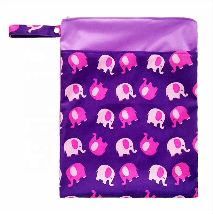 Waterproof Baby Wet Dry Cloth Diaper Bags With Two Zipped Pockets