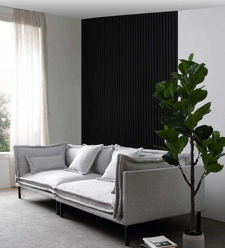 Italian Simple Design Home Living Room Furniture 3 4 Seater Gray Leather Fabric Sectional Sofa set