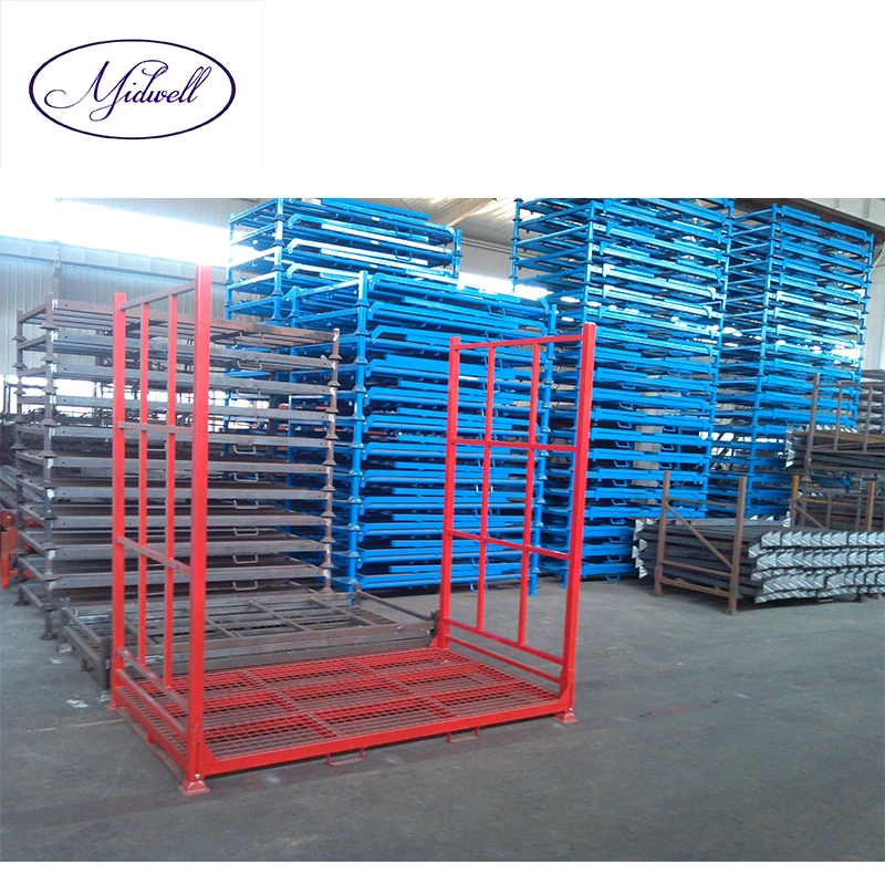 Hot sale Warehouse Storage Heavy Duty Portable Demountable Metal Stacking Pallet Foldable Car Steel Tire Racks