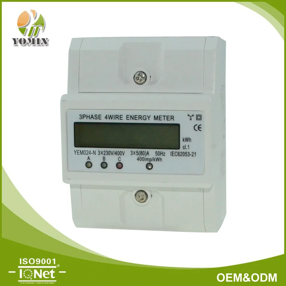 4 Полюс Небольшой Размер 3 Фазы ЖК-Цифровой Электрический Счетчик квт YEM024-N
