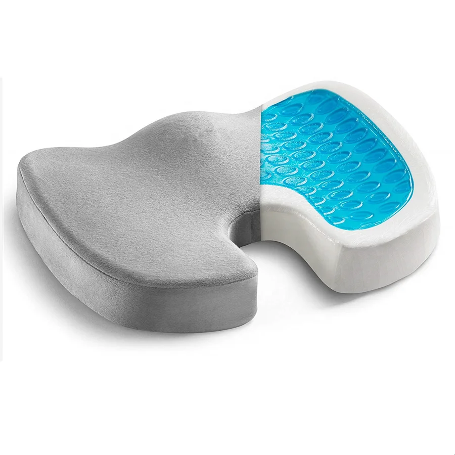 coccyx seat cushion cool gel memory foam large orthopedic tailbone pillow for sciatica back and tailbone pain relief car cushion