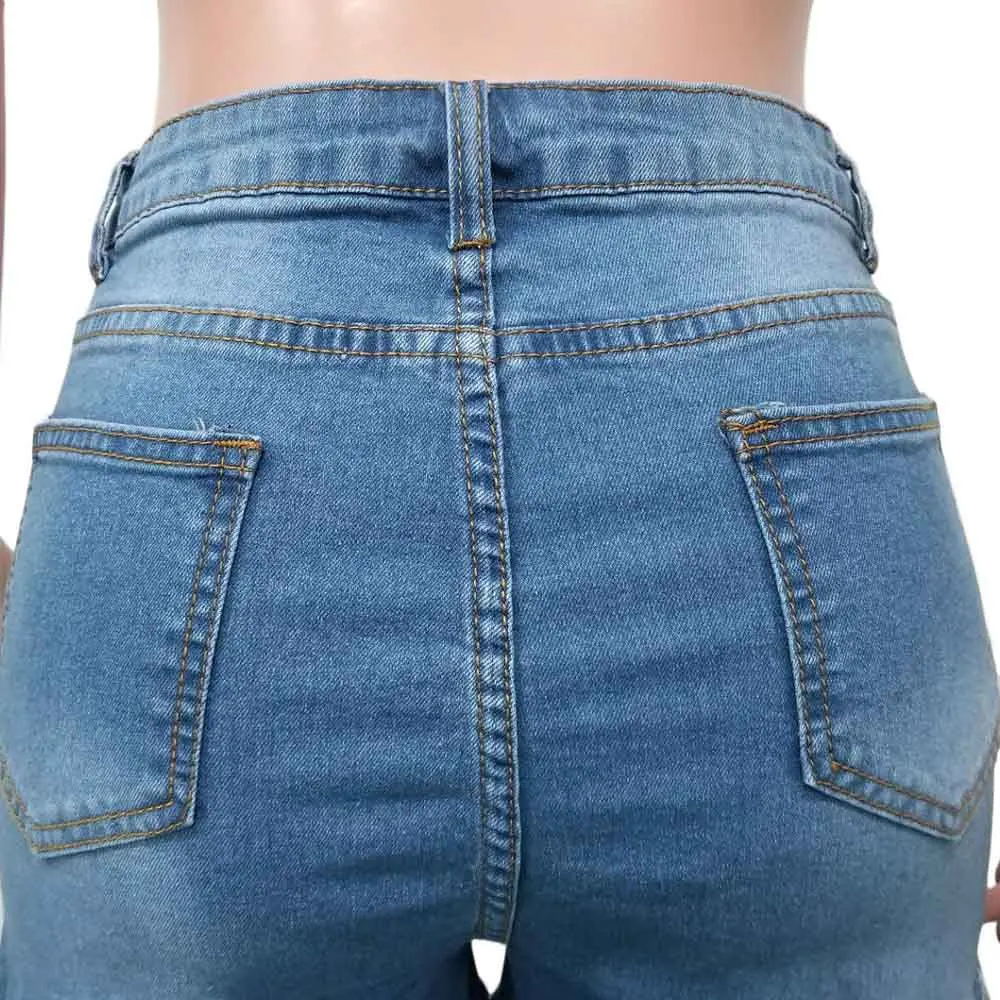 XXXL Plus Size Fashion Tassel Hot Pants Denim Women Short Jeans