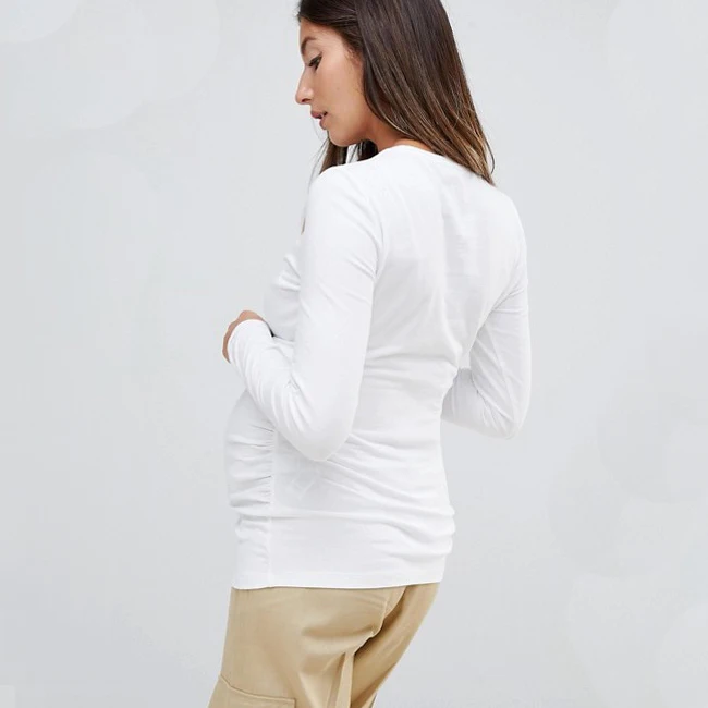 Новый вид по индивидуальному заказу, большой одежда оптовая торговля дешевые пустые круглый вырез горловины беременности и родам футболка с длинными рукавами