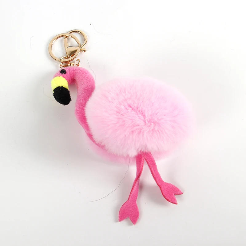 
Wholesale rabbit fur fire bird key pendant, fashion plush car key ring, suitable for all ages of key chain 
