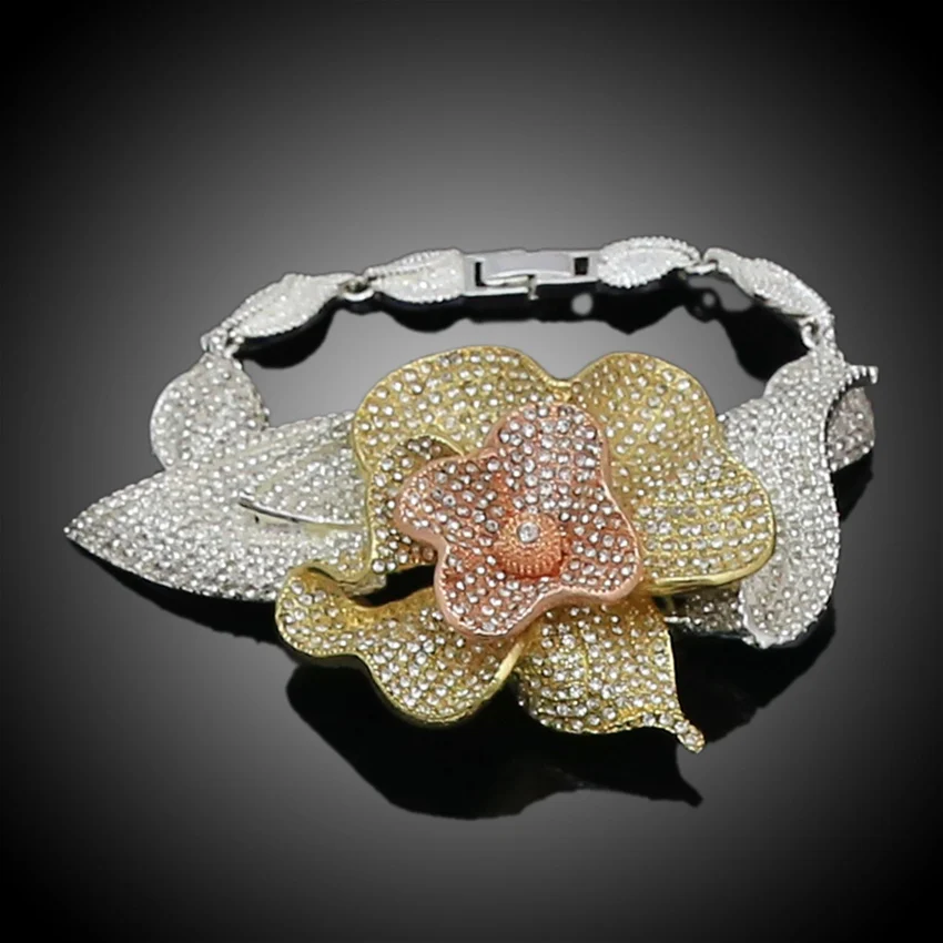 Yulaili модные ювелирные изделия золотые и серебряные цветы розовое золото серебряное ожерелье браслет кольцо серьги Ювелирные наборы для