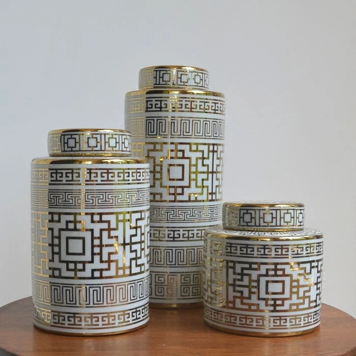 Marble Vase Sale Luxury Home Decoration Vase Ceramic Ginger Jars Home Decor Storage Jar With White And Gold Ginger Jar