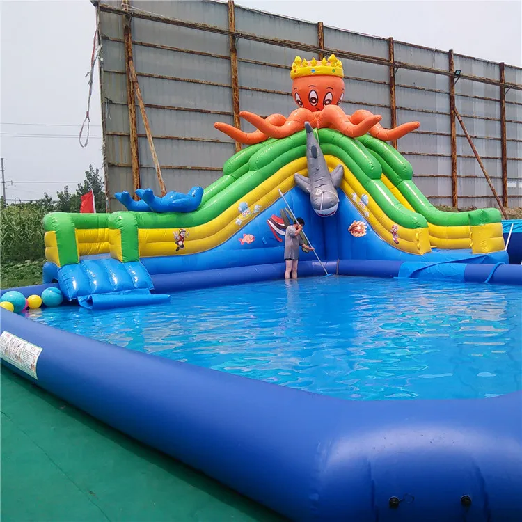 inflatable equipment of swimming pool and water slide for kids and adult play in the water park or home