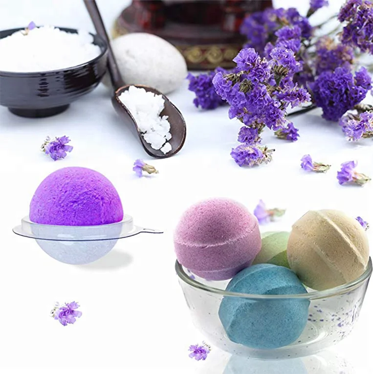 Custom Clear Round Plastic Bath Bomb Clamshell Packaging