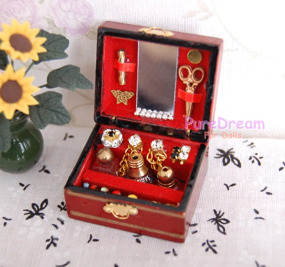 Миниатюрная коробка для макияжа кукольного домика косметичка кукол украшение сцены