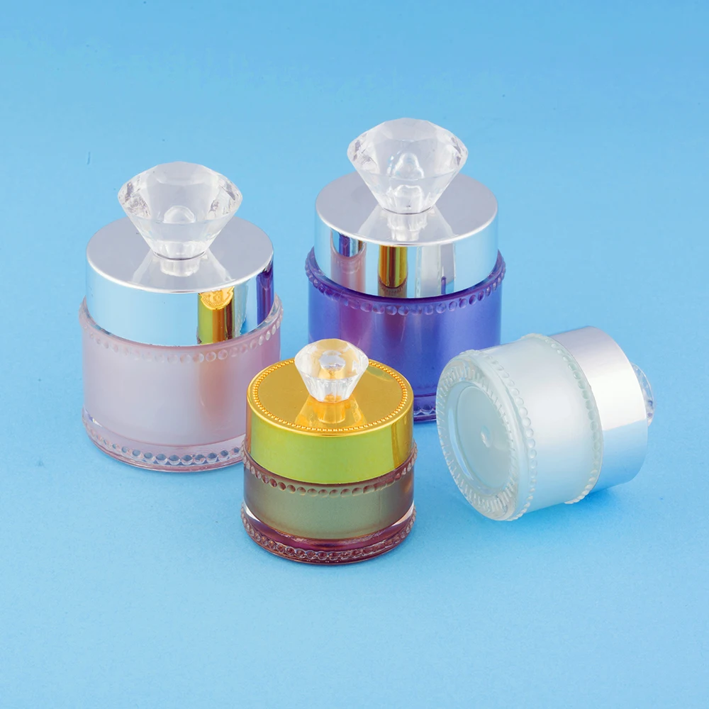 
Hengsheng factory supply wholesale 5g 8g 10g acrylic sample jar for personal care with diamond-shape lid 