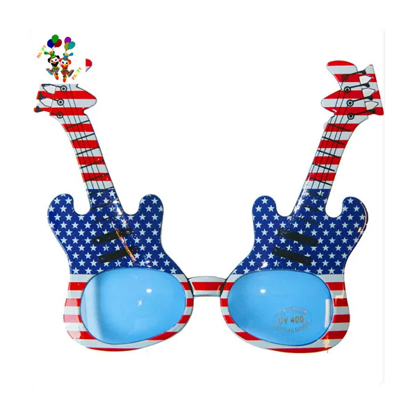 Cheap Rock and Roll Plastic Guitar Shaped Funny Party Glasses for Costume HPC-0627