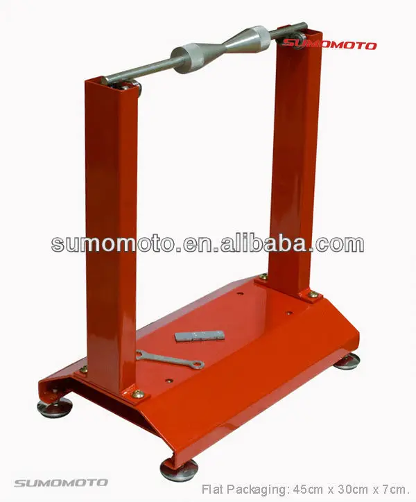 Motorcycle wheel alignment and balancing machine for road bike, dirt bike service