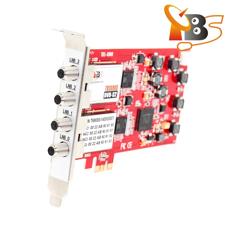 Professional Digital Satellite Quad TV Tuner Card TBS6908 DVB-S2 Quad Tuner PCIe Card