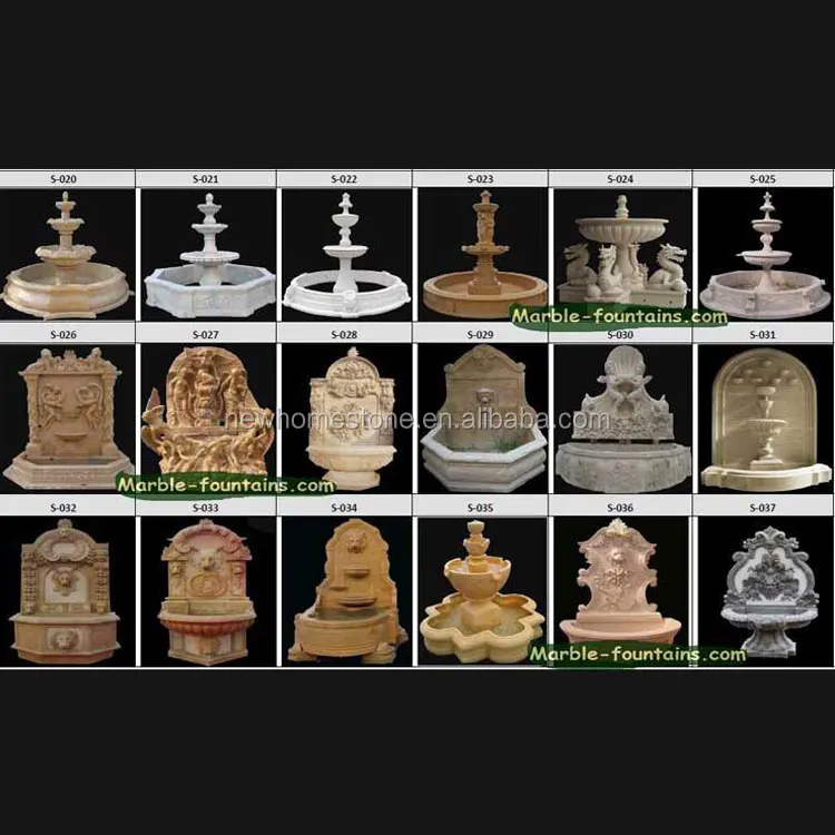 Luxury Beige Marble Sculpture Carving Stone Wall Waterfall Fountain