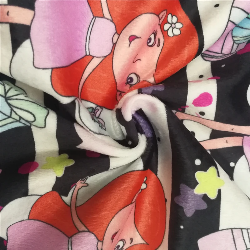 Soft Knitted Minky Cartoon Crystal Velvet Polyester Fabric For Baby Products