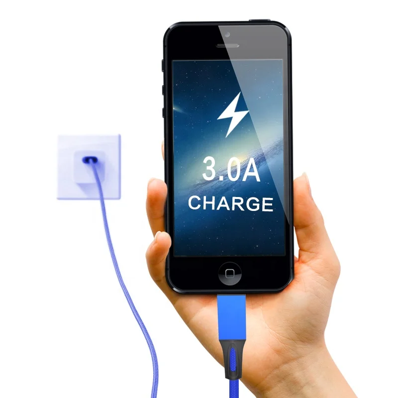  2021 оптовая продажа 3 А в 1 мульти быстрое зарядное устройство нейлоновый usb-кабель для iPhone 5/6/7/8/ x type c