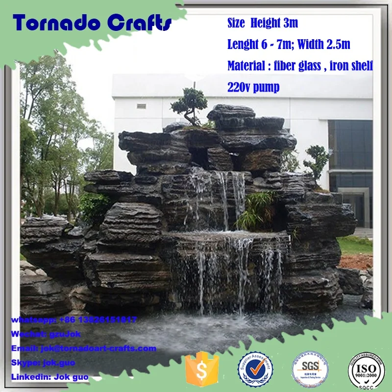 2017 Home and garden stone wall artificial fiberglass garden rock waterfall decoration