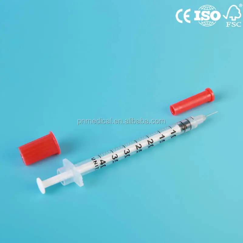 
New style wholesale plastic rubber plunger 40iu 1ml insulin syringe 