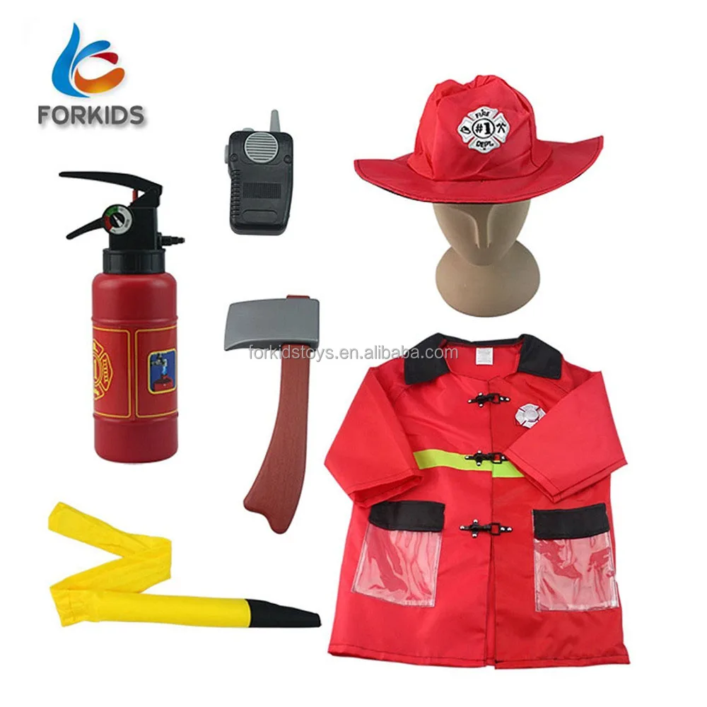 7pcs fireman toy set,children role play costume with working walkie talkie