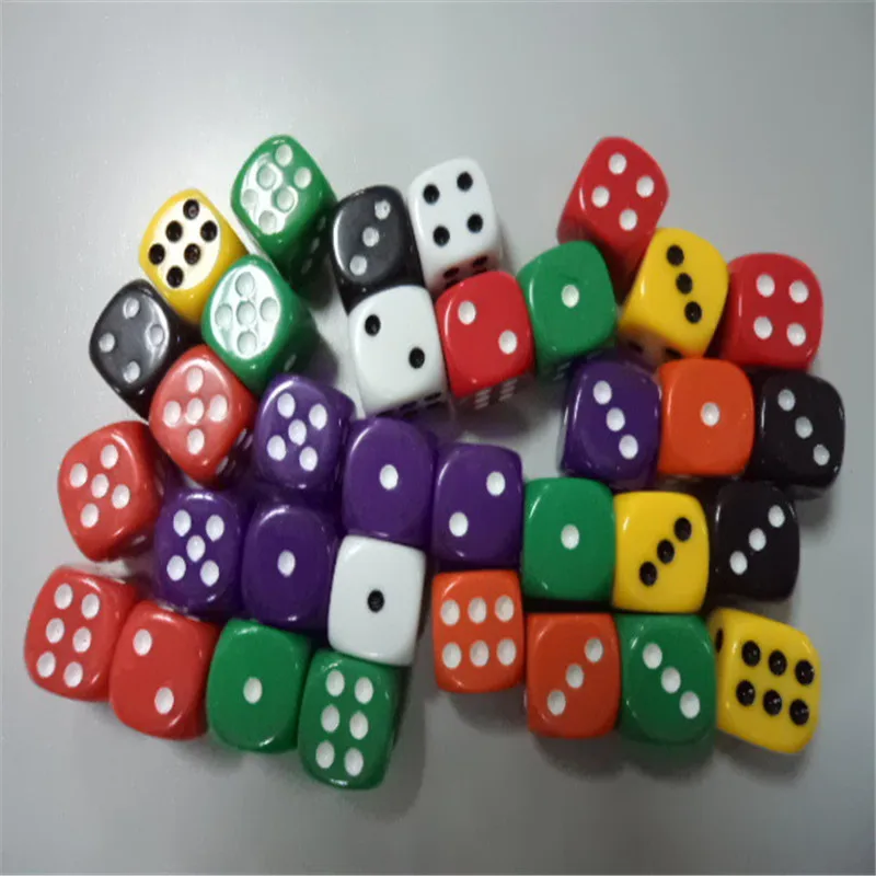 Best Promotion 16mm Multicolor Acrylic Round Corner Dice 6 sided Die Portable Table Games Dice