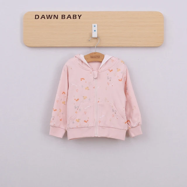 
100% cotton printed squirrel pattern zipper coat 