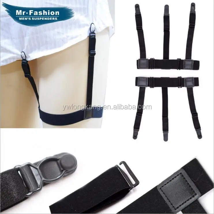 Hot sale fashion mens shirt stays holder garters with non-slip locking clamps