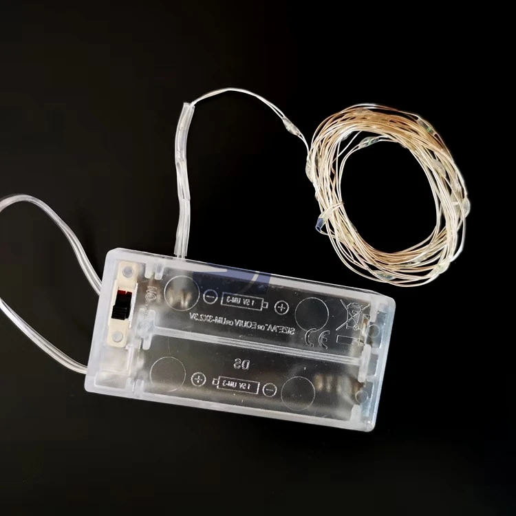 Silver Wire Led Copper Wire Twinkle Light 2AA Battery Operated Micro LED Copper Wire String Lights for festival Decoration