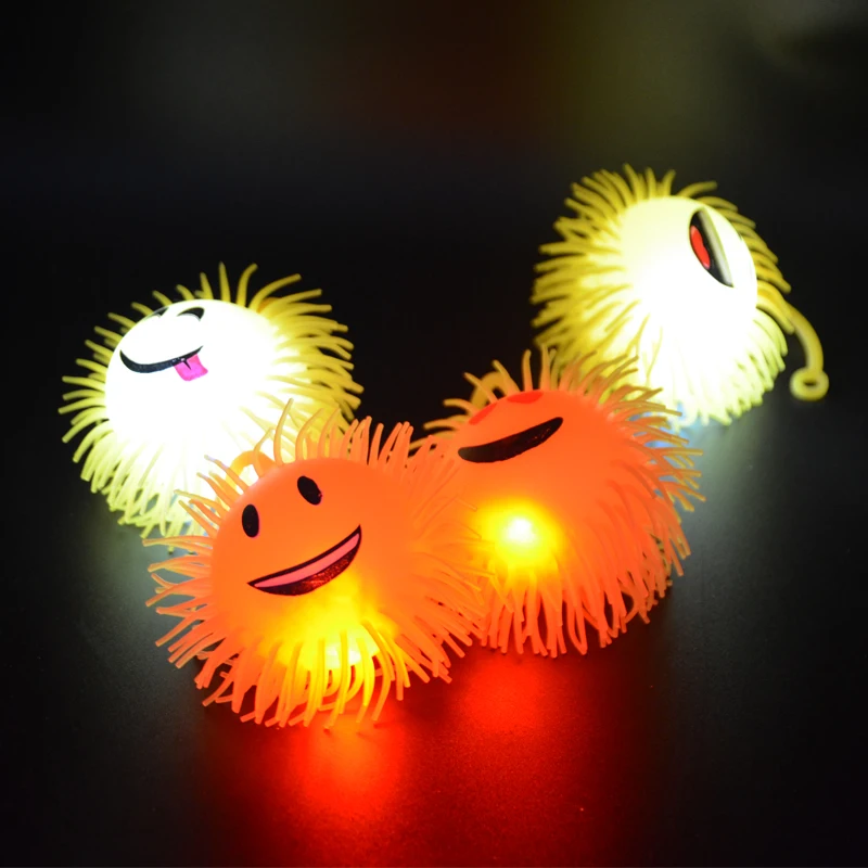 New smile face puffer ball TPR  material bright  yellow for kid have more visual experience