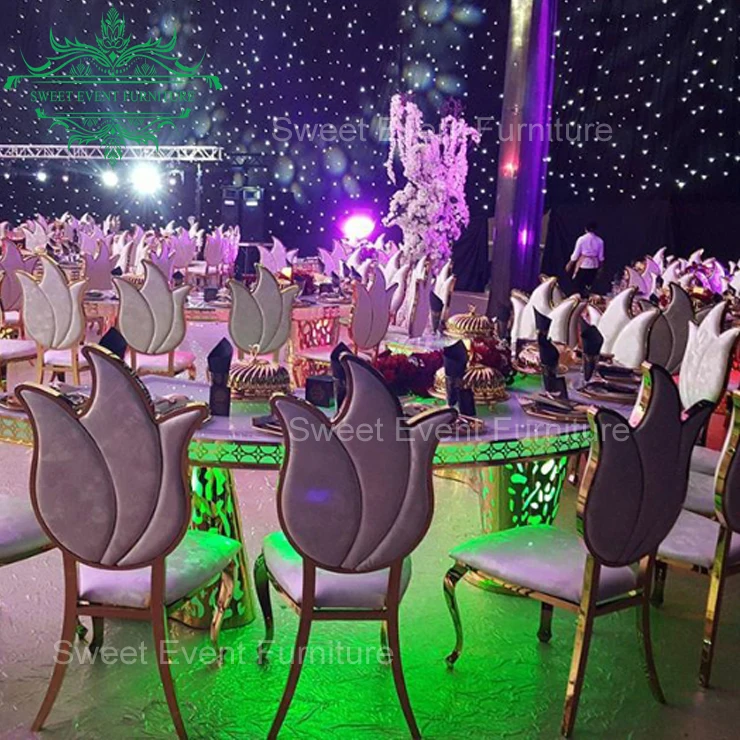 Lotus Back golden modern throne chairs for luxury wedding style