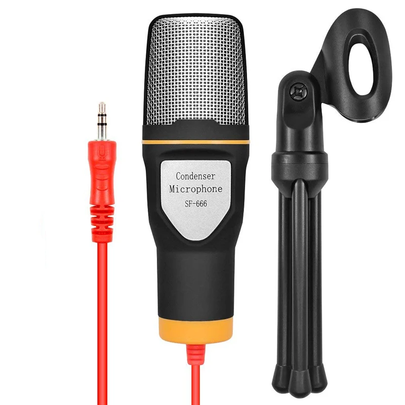 Компьютерный микрофон 3,5 мм, проводной конденсаторный звуковой микрофон с амортизирующим креплением для записи телефона, ПК, ноутбука, караоке