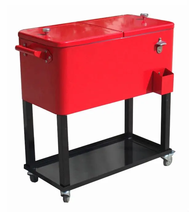 metal trolley ice cooler with wheel