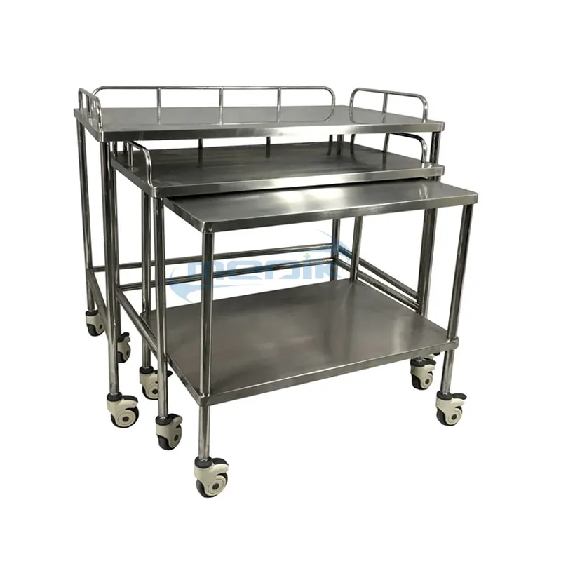 Hospital Medical Commercial 304 SS Mayo Work Instrument Prep Sorting Catering Operating Trolley Stainless Steel Surgical Table