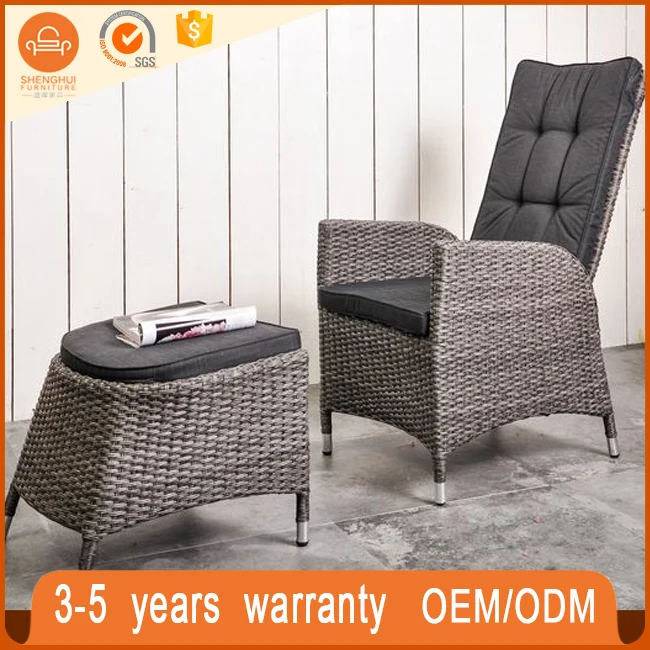 
New design garden high back single sofa chair rattan wicker with ottoman leisure chair 