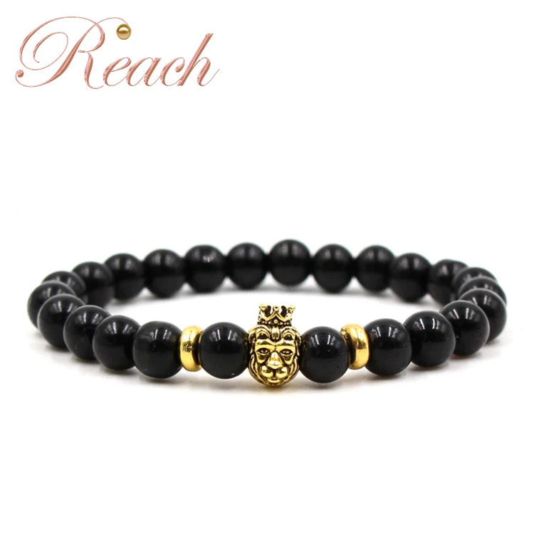 R.GEM. Customized Skull knight Lion Head Beaded Bracelet
