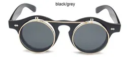 CC8008 Unisex Classic Vintage Circle Round Sunglasses Flip up Steampunk Glasses Double Layers Shades Fashion Sunglasses UV400 PC